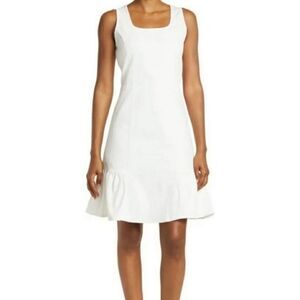NWT Nanette Lepore Sleeveless Fit & Flare Stretch White Denim Dress Size Medium
